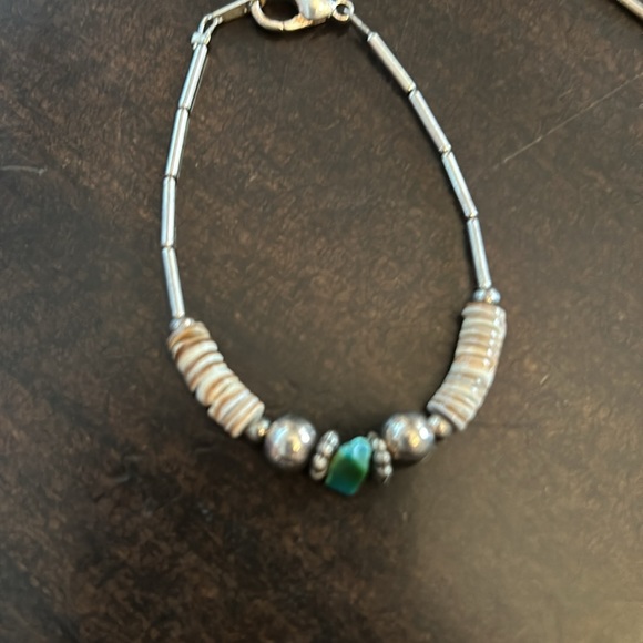 Silver turquoise and beaded necklace and bracelet set! - Picture 3 of 8